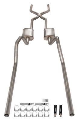 1965-70 Chevy Impala  H-Pipe Crossmember Back Exhaust 409 SS Rear Exit Race Pro Mufflers Pypes Performance Exhaust