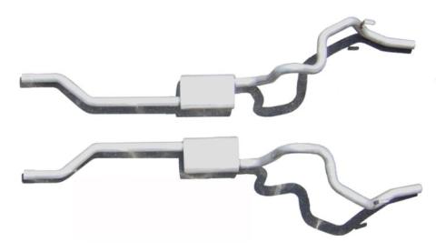 Crossmember Back Without X-Pipe Exhaust System Split Rear Dual Exit 2.5 in Intermediate And Tail Pipe Turbo Pro Mufflers/Hardware Incl Tip Not Incl Natural 409 Stainless Pypes Exhaust
