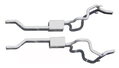 Crossmember Back Without X-Pipe Exhaust System Split Rear Dual Exit 2.5 in Intermediate/Tail Pipe Violator Mufflers/Hardware Incl Tip Not Incl Natural 409 Stainless Steel Pypes Exhaust