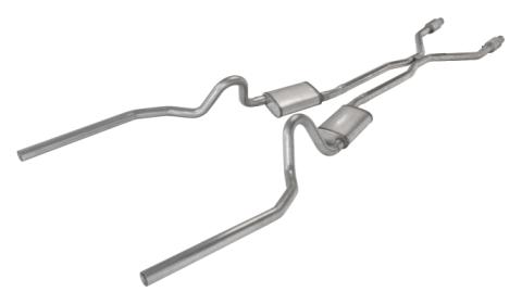 Crossmember Back w/H-Pipe Exhaust System 78-88 El Camino SS Split Rear Dual Exit 2.5 in Intermediate And Stainless Steel Tail Pipe Turbo Pro Muffler/Hardware Incl Tip Not Incl Catalytic Converter Incl Pypes Exhaust