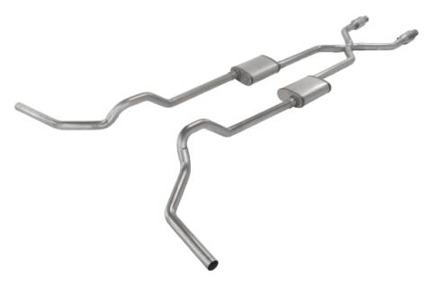 1975-1987 GM C15 Truck 2.5 Inch Crossmember Back With X-Pipe Exhaust System Includes Catalytic Converters 409 Stainless No Mufflers Pypes Performance Exhaust