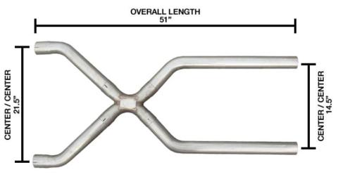 Exhaust X-Pipe Kit Intermediate Pipe 3 in Crossover Hardware Incl Natural 409 Stainless Steel Pypes Exhaust