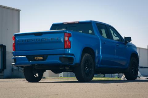 19-25 Silverado / Sierra 1500 4.8L/5.3L Single Exit Tunes &amp; Tip Muffler Replacement Exhaust Kit Violator Muffler Black Tip SGT32VB PYPES