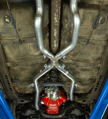 68-72 Chevelle High Tuck 2.5 Inch Crossmember Back W/X-Pipe and StreetPro Mufflers System Pypes Performance Exhaust