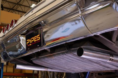 1965-70 Chevy Impala  X-Pipe Crossmember Back Exhaust 409 SS Rear Exit No Mufflers Pypes Performance Exhaust