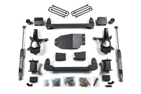 07-13 Chevrolet Silverado 1500 - GMC Sierra 1500 2WD 6.5 Inch Suspension Lift Kit, 4 Inch Rear Lift, Block - N/A, Fox 2.0 Adventure Series Shocks Zone Offroad