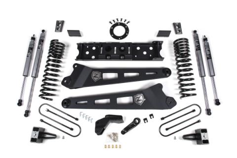 19-24 RAM 3500 4 Inch Radius Arm Bracket Gas 2 Inch Rear Block With Overload Adventure Shocks Zone Offroad