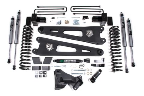 17-19 Ford F-250/350 Super Duty 4 Inch Radius Arm Lift Kit 2 Inch Rear Block Diesel 2 Leaf Main Fox Adventure Shocks Adventure Series Shocks Zone Offroad