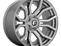 Aluminum Wheels 24X12 Rage Platinum D713 5 On 127/5 On 139.7 Brushed Gunmetal Gray Tinted Clear 87.1 Bore -44 Offset Fuel Off Road Wheels