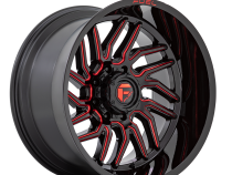 Aluminum Wheels 22X12 Hurricane D808 5 On 127 Gloss Black/Red Milled 71.5 Bore -44 Offset Fuel Off Road Wheels