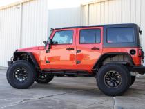 Jeep JK Rock Sliders 4 Door 07-18 Wrangler JK Unlimited Steel Black Textured Powdercoat Fishbone Offroad
