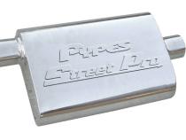 Street Pro Series Muffler 18 in 2.5 in Offset/Center Hardware Not Incl Natural 409 Stainless Steel Pypes Exhaust