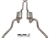 1966-71 Ford Fairlane 2.5 Inch X-Pipe Crossmember Back Quarter Panel Exit Exhaust Street Pro Mufflers Pypes Performance Exhaust