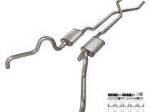 1966-71 Ford Fairlane 2.5 Inch X-Pipe Crossmember Back Quarter Panel Exit Exhaust Turbo Pro Mufflers Pypes Performance Exhaust
