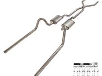 1966-71 Ford Fairlane 2.5 Inch H-Pipe Crossmember Back Rear Exit Exhaust Violator Mufflers Pypes Performance Exhaust