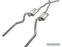 Crossmember Back w/X-Pipe Exhaust System 65-70 Convertible Mustang Split Rear Dual Exit 2.5 in Intermediate And Tail Pipe Race Pro Muffler Incl Hardware Incl Tip Not Incl Pypes Exhaust