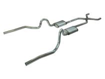 Crossmember Back w/X-Pipe Exhaust System 70-71 GTO/68-72 442 Dual Split Rear Valance Exit 2.5 in Intermediate And Tail Pipe Race Pro Mufflers And Hardware Incl Tip Not Incl Pypes Exhaust