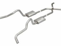 Crossmember Back w/X-Pipe Exhaust System 55-57 Chevy Wagon Split Rear Dual Exit 2.5 in Intermediate And Tail Pipe Hardware Incl Muffler And Tip Not Incl Pypes Exhaust