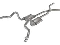 Crossmember Back w/H-Pipe Exhaust System 70-74 F-Body Split Rear Dual Quarter Exit 3in Intermediate And Tail Pipe Violator Mufflers/Hardware Incl Tip Not Incl Polished 304 Stainless Pypes Exhaust