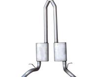 Crossmember Back w/X-Pipe Exhaust System 67-69 Split Rear Dual Exit 2.5 in Intermediate Pipe And Tailpipe Violator Mufflers/Hardware Incl Tip Not Incl Pypes Exhaust