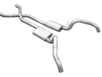 Crossmember Back w/X-Pipe Exhaust System 67-69 Split Rear Dual Exit 3 in Intermediate And Tail Pipe Violator Mufflers/Hardware Incl Tip Not Incl Natural 409 Stainless Steel Pypes Exhaust