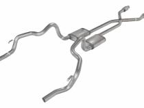 Crossmember Back w/X-Pipe Exhaust System 75-81 F-Body Split Rear Dual Exit 2.5 in Intermediate And Tail Pipe Turbo Pro Mufflers/Hardware Incl Catalytic Converter Incl Pypes Exhaust