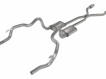 Crossmember Back w/H-Pipe Exhaust System 75-81 F-Body Split Rear Dual Exit 2.5 in Intermediate And Tail Pipe Turbo Pro Mufflers/Hardware Incl Catalytic Converter Incl Pypes Exhaust