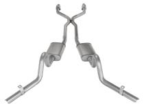 Crossmember Back w/H-Pipe Exhaust System 78-88 EL Camino Exc SS Split Rear Dual Exit 2.5 in Intermediate And Tail Pipe Muffler And Tip Not Incl Natural Finish 409 Stainless Steel Catalytic Converter Incl Pypes Exhaust
