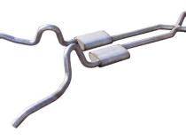 Crossmember Back w/X-Pipe Exhaust System 62-67 Nova Split Rear Dual Exit 2.5 in Intermediate And Tail Pipe Turbo Pro Mufflers/Hardware Incl Tip Not Incl Pypes Exhaust