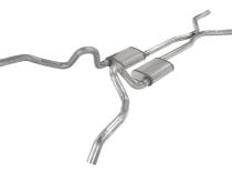 Crossmember Back w/H-Pipe Exhaust System 62-67 Nova Split Rear Dual Exit 2.5 in Intermediate And Tail Pipe Race Pro Mufflers/Hardware Incl Tip Not Incl Pypes Exhaust