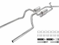Crossmember Back W/ X-Pipe Exhaust System 63-66 GM Truck Split Rear Dual Exit 2.5 Inch Intermediate And Tailpipe Hardware Incl Street Pro Muffler Incl And Tip Not Incl Stainless Steel Pypes Exhaust