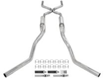 Crossmember Back W/ H-Pipe Exhaust System 63-66 GM Truck Split Side Dual Exit 2.5 Inch Intermediate And Tailpipe Hardware Incl Street Pro Muffler Incl And Tip Not Incl Stainless Steel Pypes Exhaust