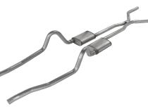 Crossmember Back w/H-Pipe Exhaust System 67-73 Mopar A-Body Split Rear Dual Exit 2.5 in Intermediate And Tail Pipe Turbo Pro Mufflers/Hardware Incl Tip Not Incl Pypes Exhaust