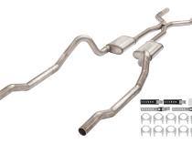 1966-1974 Mopar B-Body 3 Inch Crossmember Back Exhaust System With H-Pipe 409 Stainless With Turbo Pro Mufflers SMB43T
