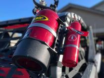 Fire Extinguisher Bracket with straps, Anodized Black Power Tank
