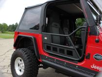 Jeep TJ Front Tube Doors 97-06 Wrangler TJ Black Textured Powdercoat Steel Fishbone Offroad